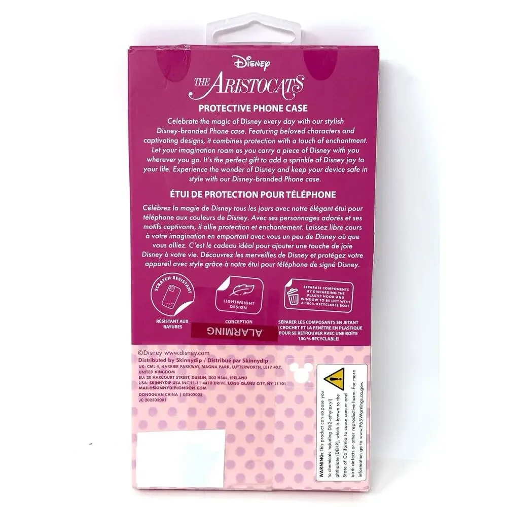 Disney Marie Aristocats iPhone 13/14/15 Case Skinny Dip Pink White Glitter NIB